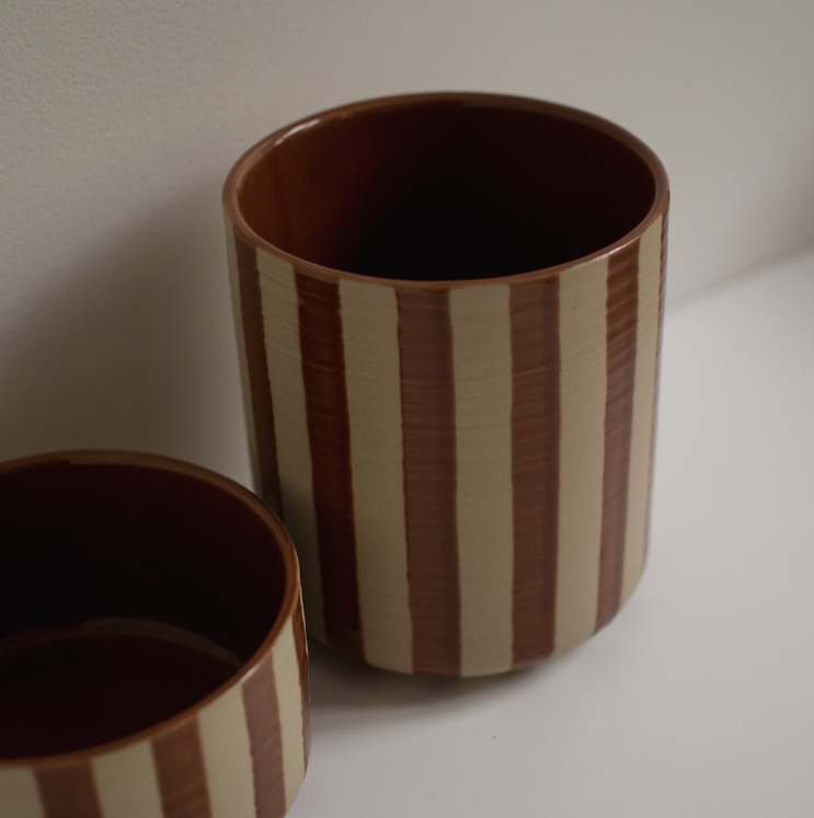 Line Potte 14x16 cm, Stripe Nougat