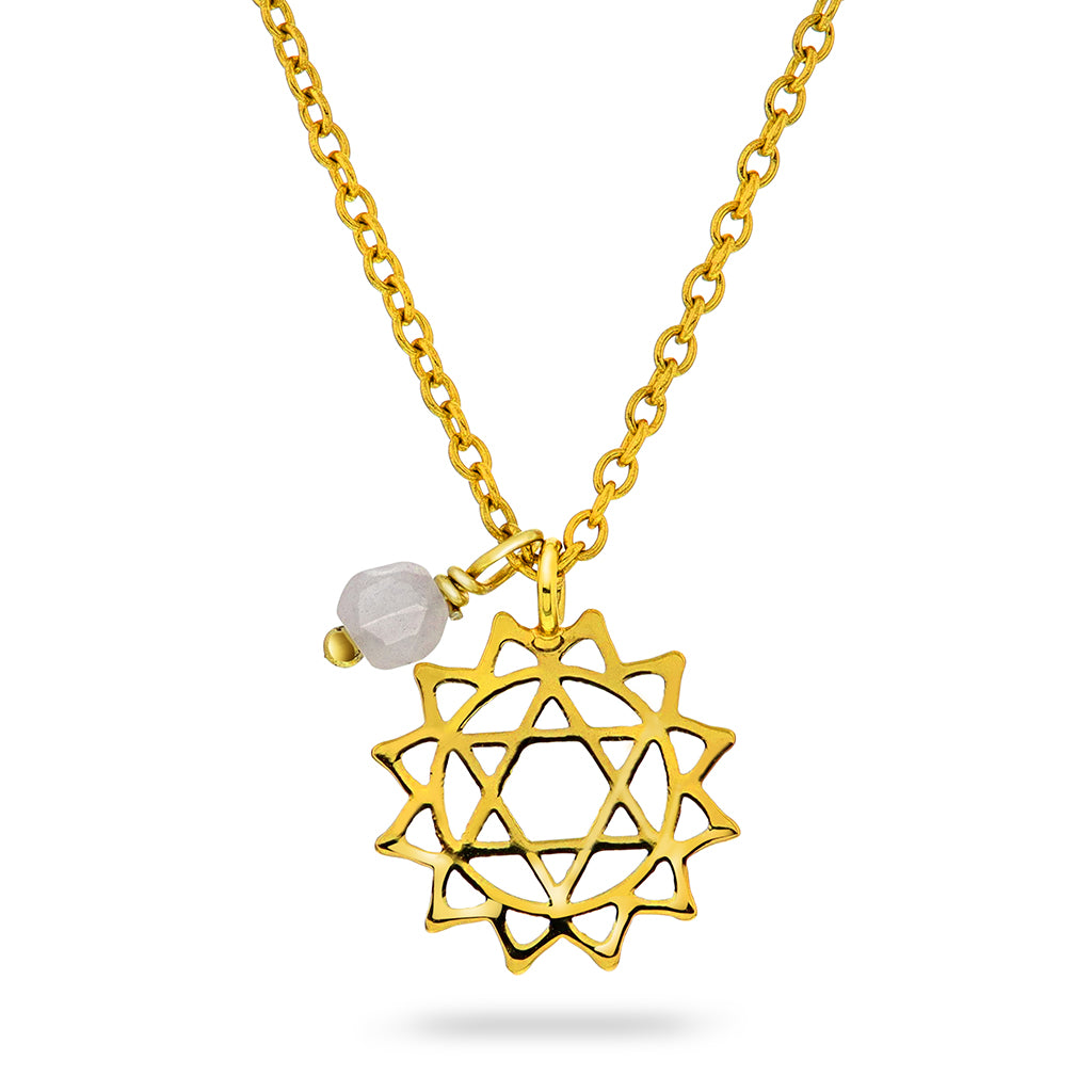 HJERTECHAKRA SMYKKE I SØLV, ROSENKVARTS