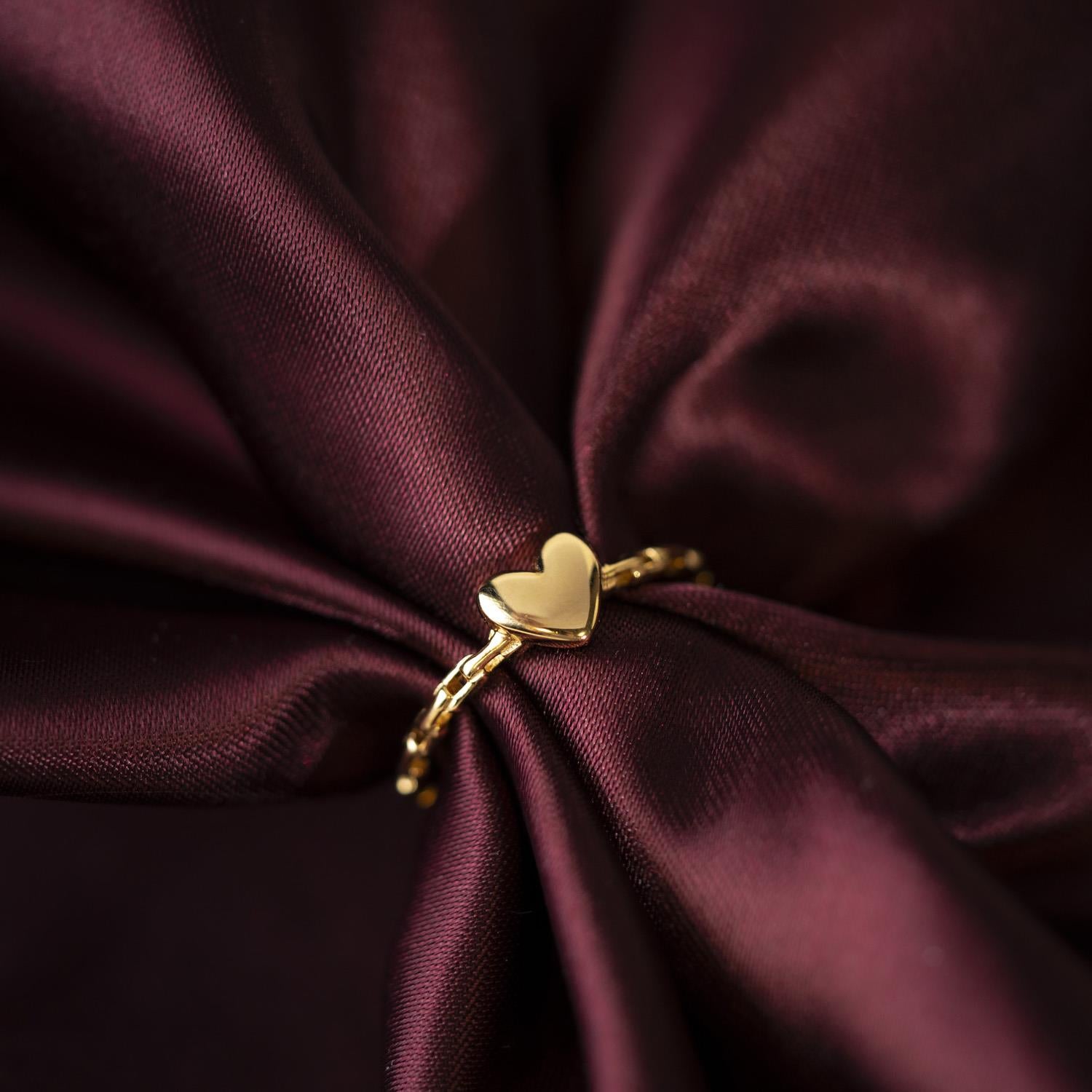 Ring i forgylt sølv med hjerte