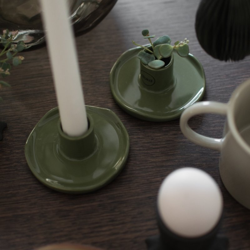 Wave Candle, Shiny Green