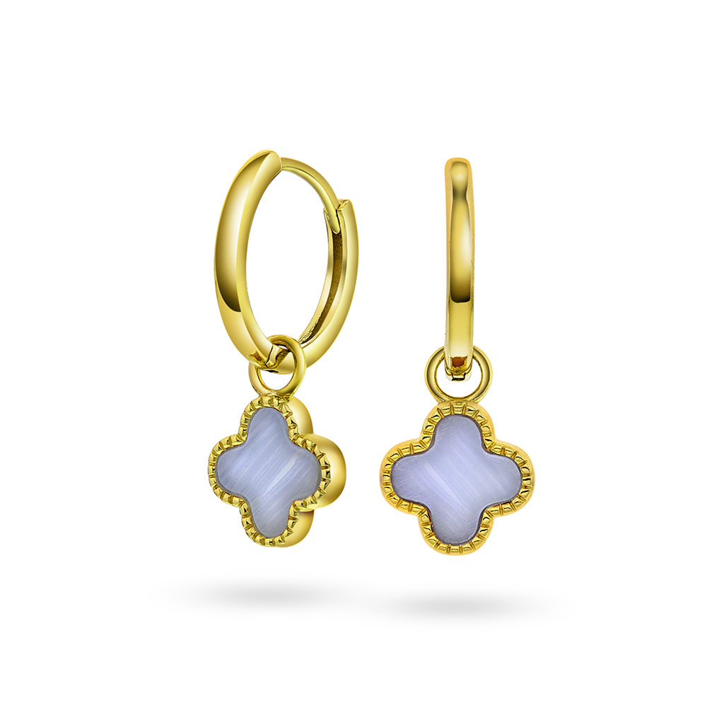 Øreringer i forgylt sølv, Lyseblå kløver