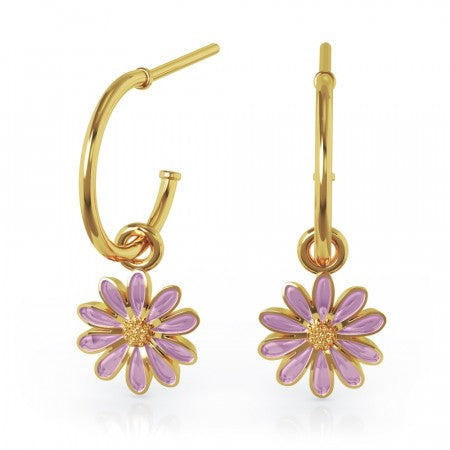 LIV Øredobber i forgylt sølv, Hvit Prestekrage