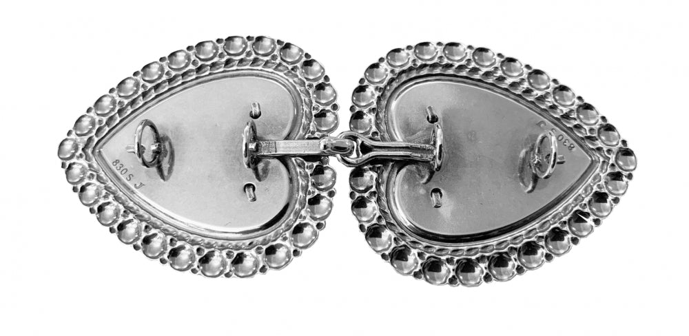 Fjordsylv Beltespenne til skinnlist med rød stein, oksidert