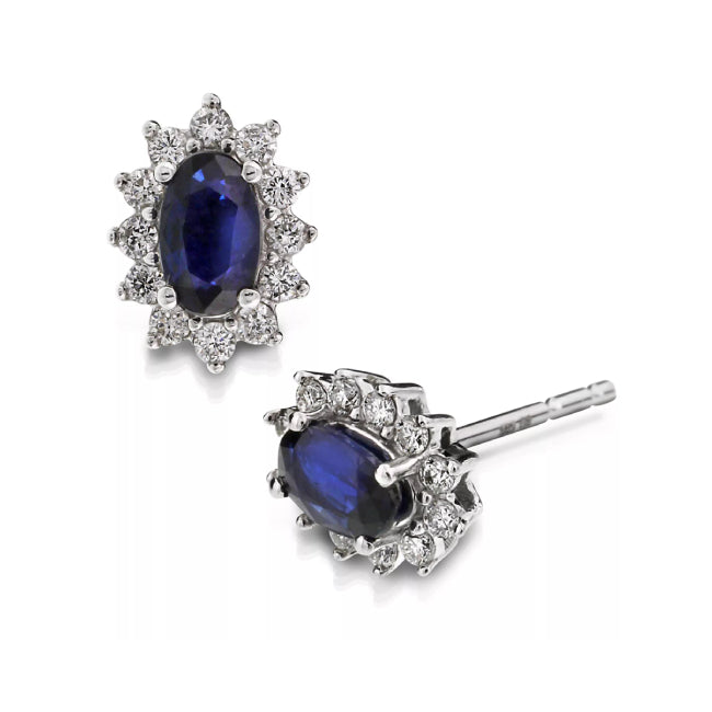 Øredobber rosett safir med dia. 0,20ct WSI
