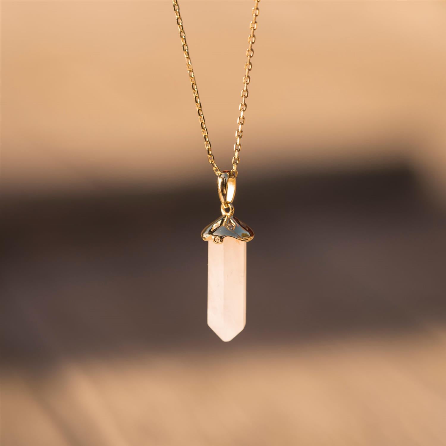 INTUITION PENDELSMYKKE SØLV, ROSENKVARTS