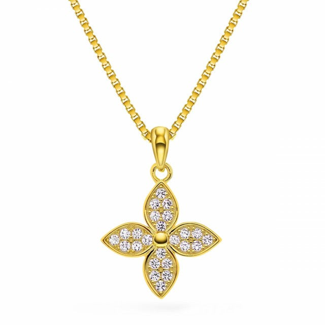 Kløver Smykke i sølv med zirkonia