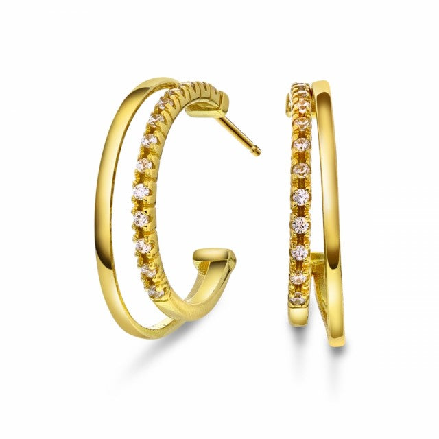 Øreringer i forgylt sølv med zirkonia