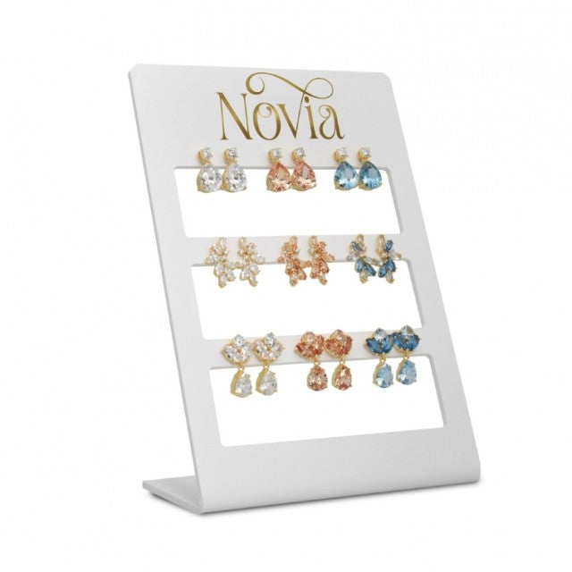 Novia Blad Øredobber i forgylt sølv med blå zirkonia