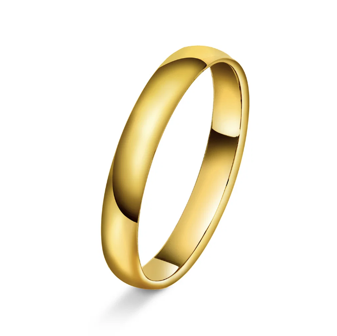 Giftering i gult gull, 3 mm