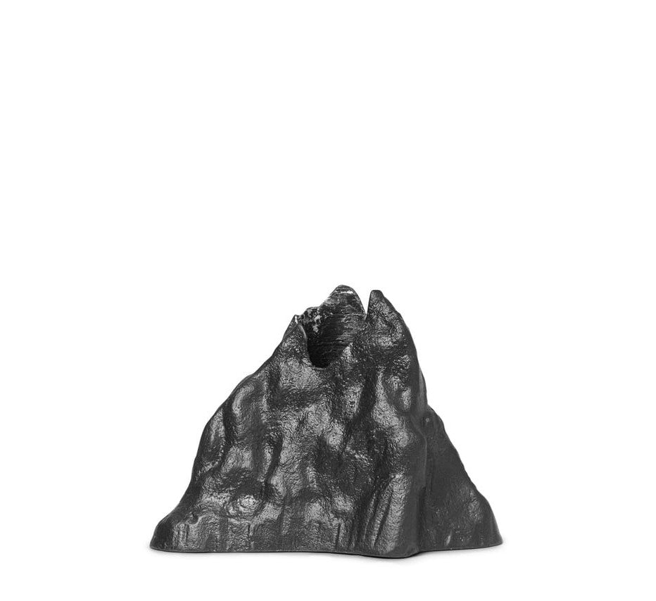 Stone Candle Holder Large, Svart