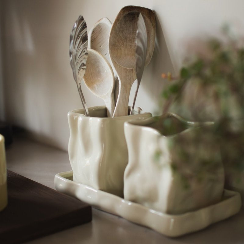Herb Krukke 3 deler, Shiny Creme