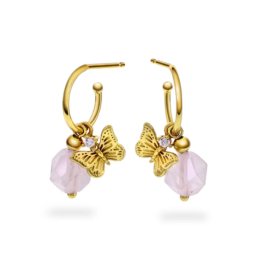 Bloom øredobber i forgylt sølv