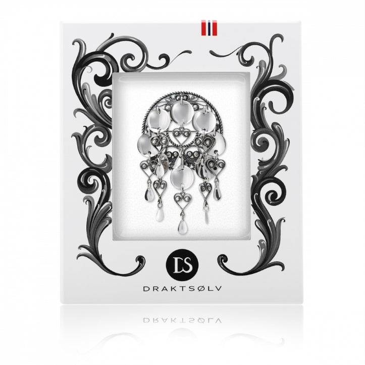 Ingrid sølje med heng, oksidert