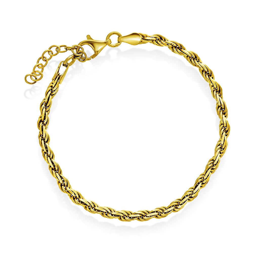 Cordel armbånd i forgylt sølv