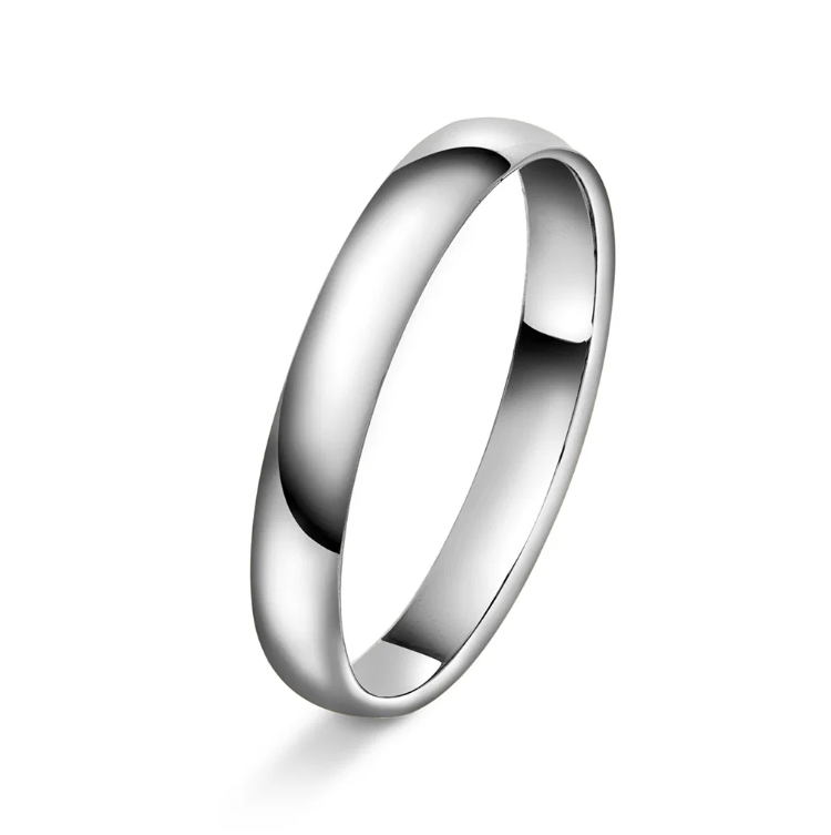 Giftering i hvitt gull, 3 mm