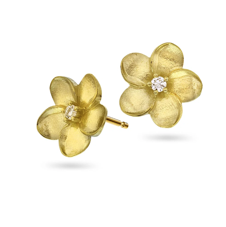 Øredobber i gull med diamant 0,06ct WSI