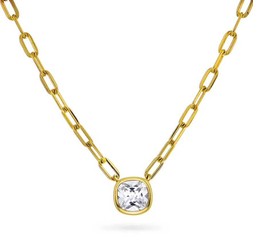 Smykke i forgylt sølv med hvit zirkonia