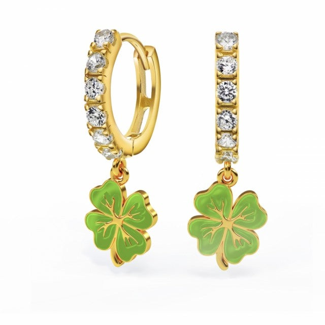 LIV Øreringer i forgylt sølv med zirkonia, Firkløver