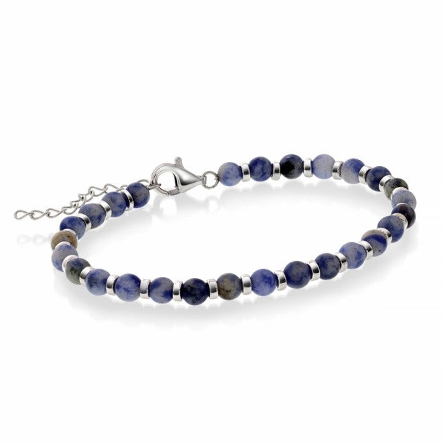 Armbånd i sølv med sodalitt, 4 mm