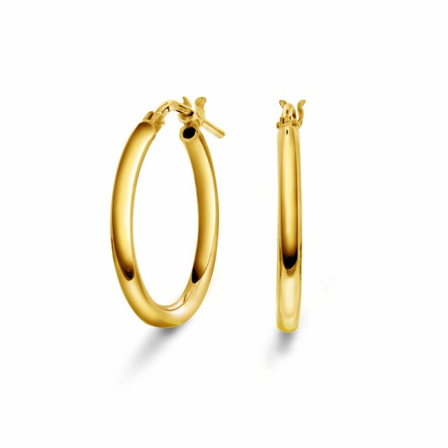 Øreringer i forgylt sølv, 20 mm