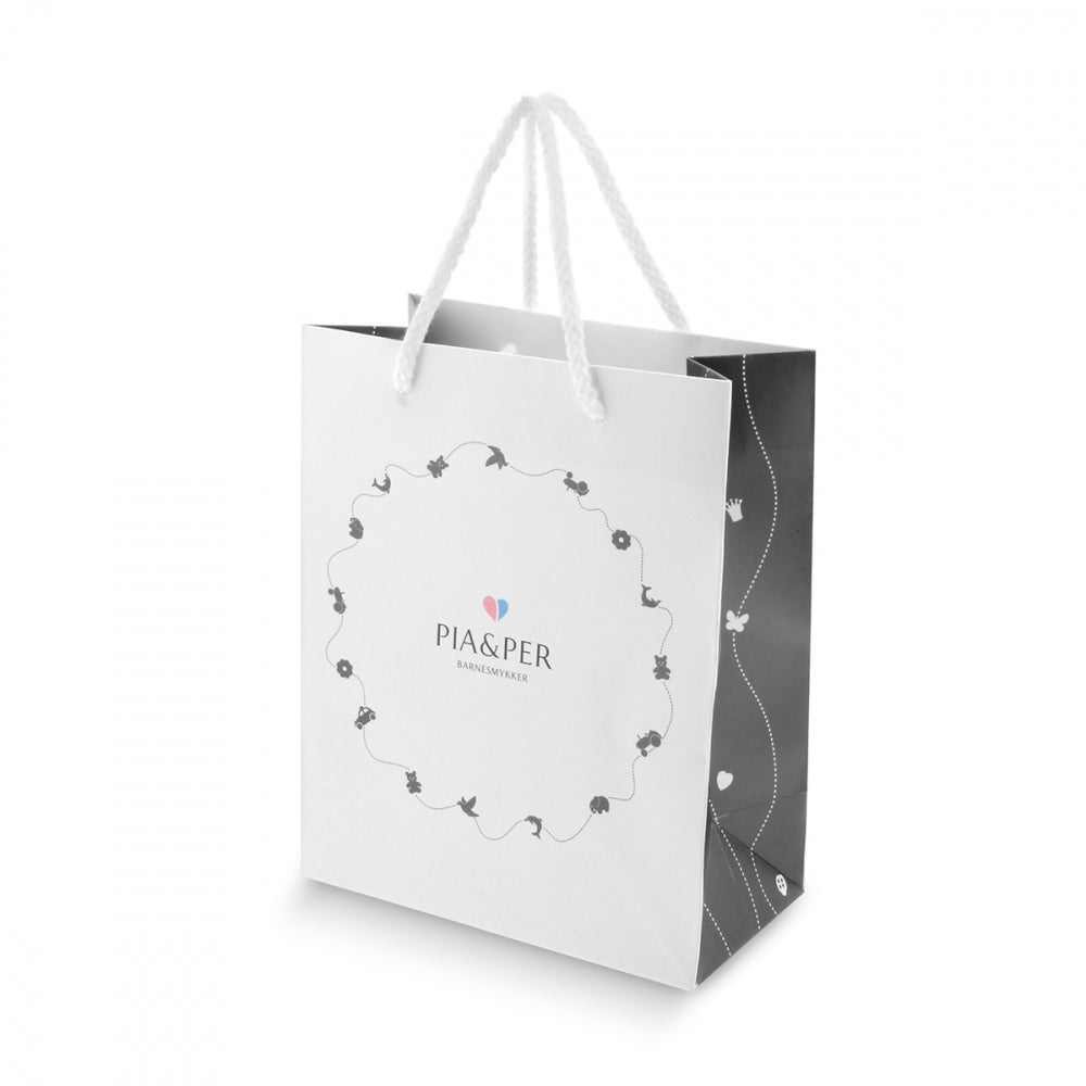 Halskjede i forgylt sølv 11 mm, Hvitt hjerte