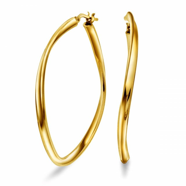 Øreringer vridde i forgylt sølv, 40 mm