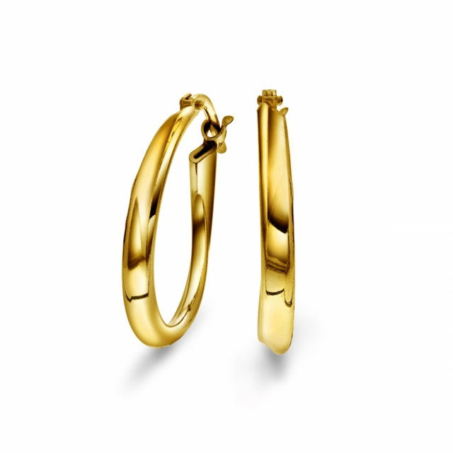 Øreringer vridde i forgylt sølv, 20 mm