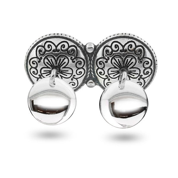 Pia & Per Dobbel halsknapp, oksidert m/løv