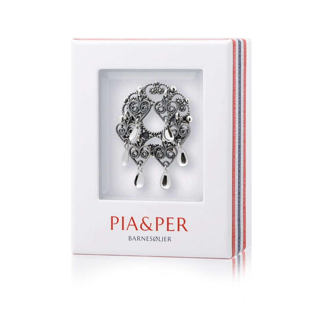 Pia & Per Barnesølje, oksidert m/heng og løv