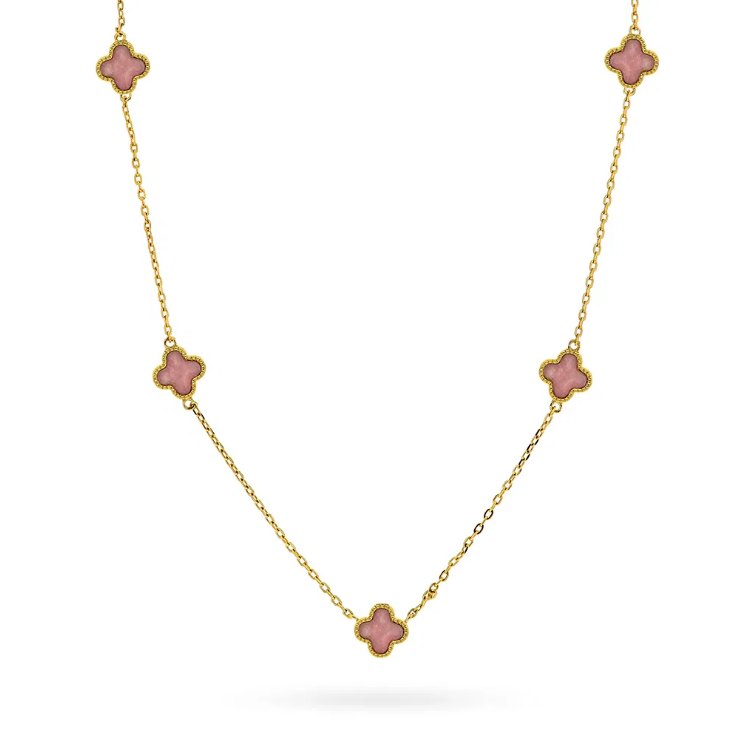 Halskjede i forgylt sølv, Rosa kløver