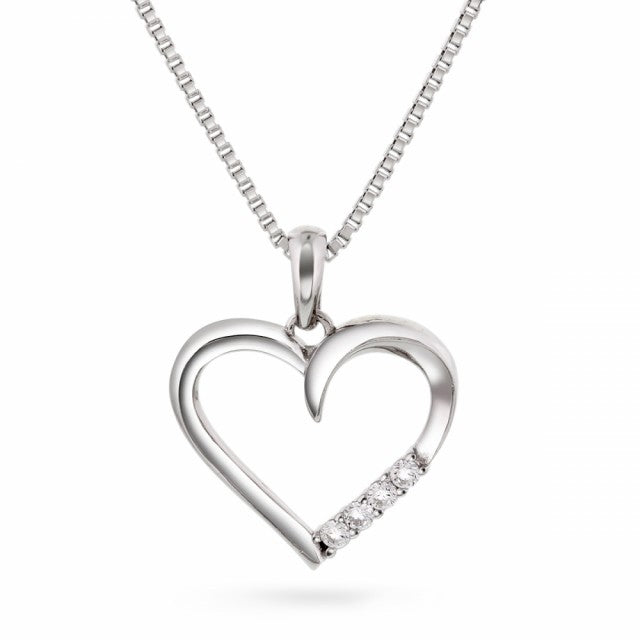Smykke i sølv med zirkonia, Hjerte