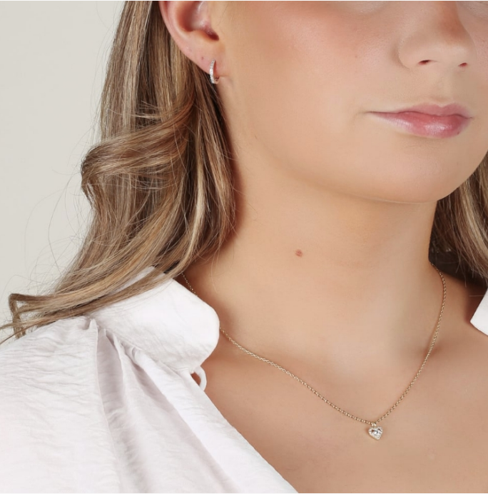 DUO SMALL FORSØLVET ØREDOBBER MED ZIRKONIA