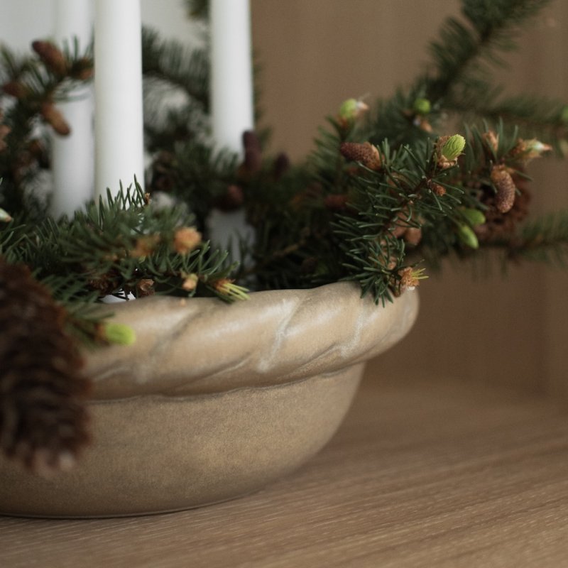 Twine Plate Candle Holder, Beige