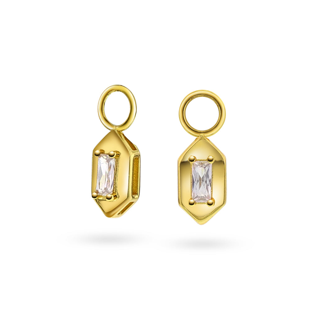 Nora Mørk Square charms i forgylt sølv med zirkonia