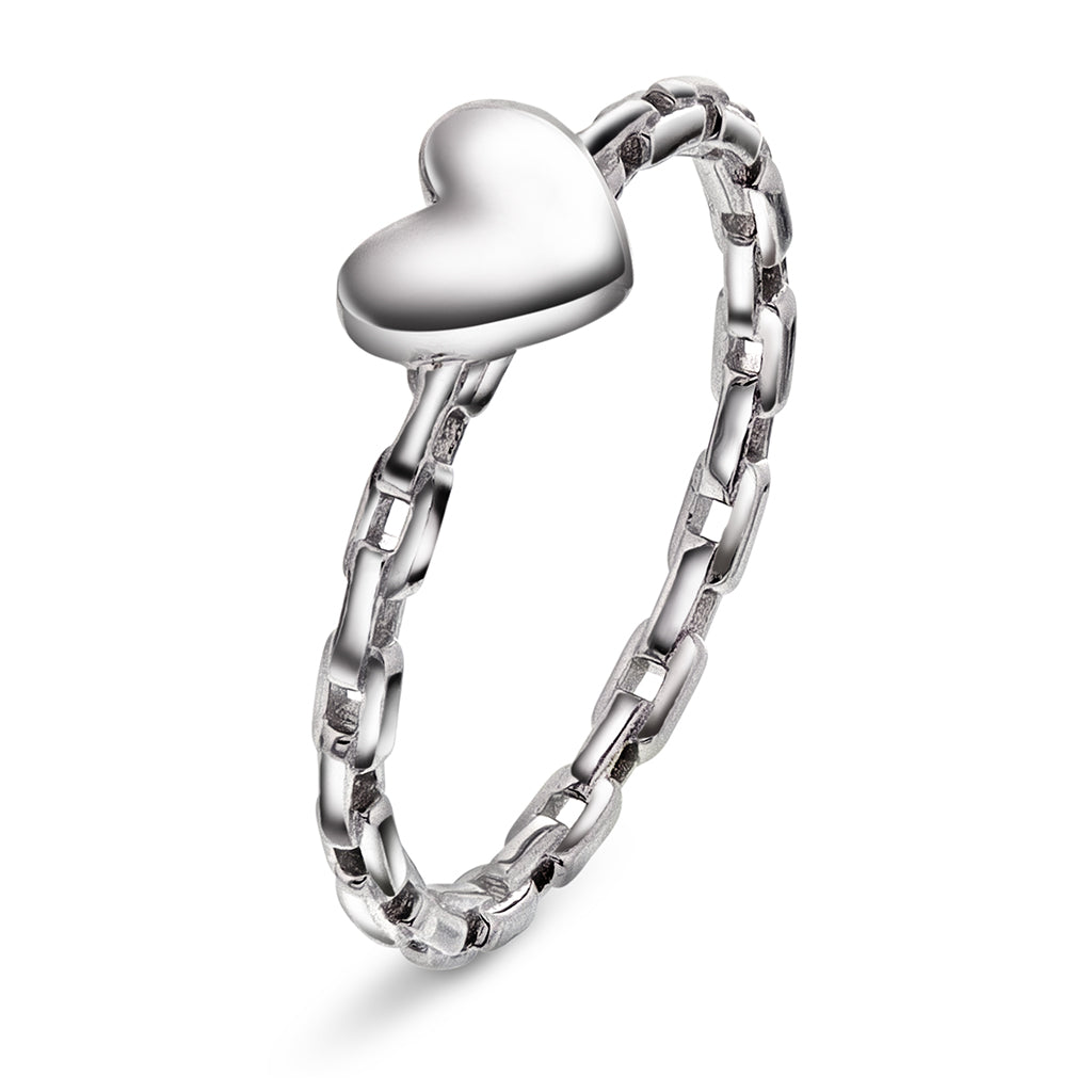Ring i sølv med hjerte