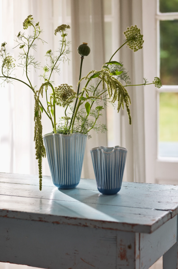 Kähler Hammershøi Unfold Vase Blå, H20,5