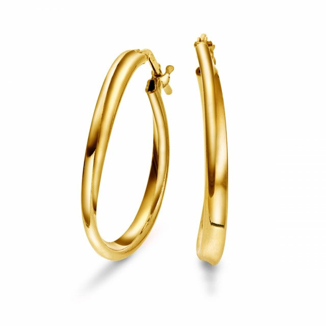 Øreringer vridde i forgylt sølv, 25 mm