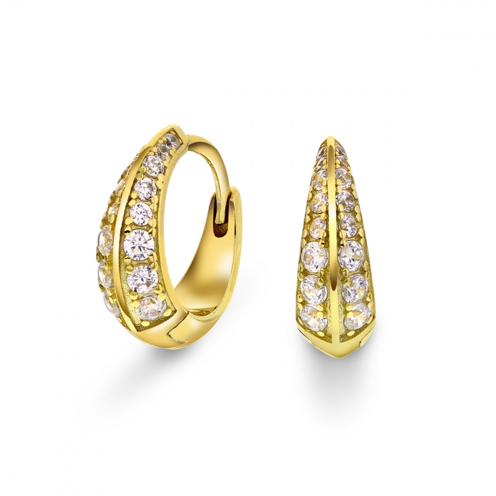 Øreringer i forgylt sølv med zirkonia, 14mm