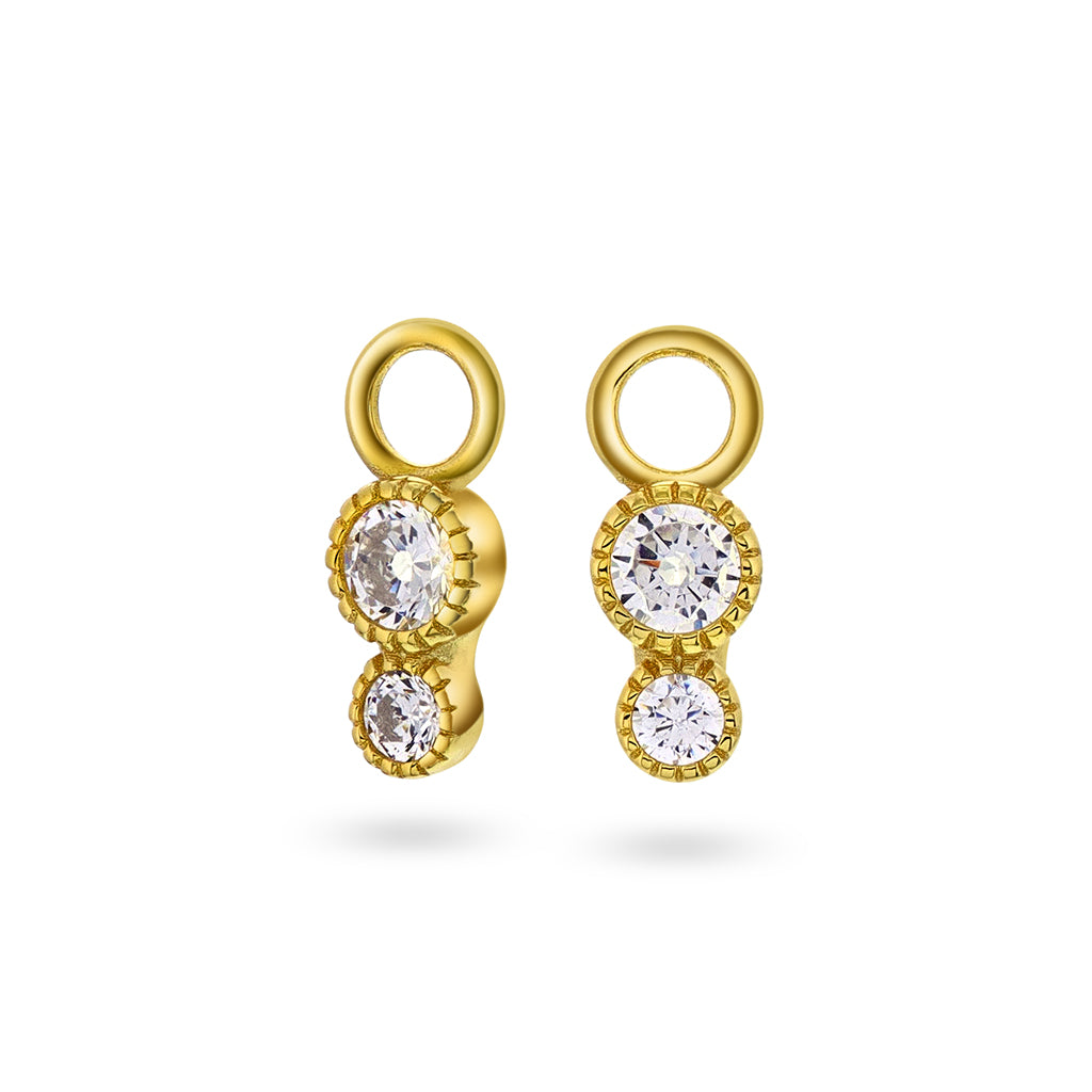 Nora Mørk Duo charms i forgylt sølv med zirkonia