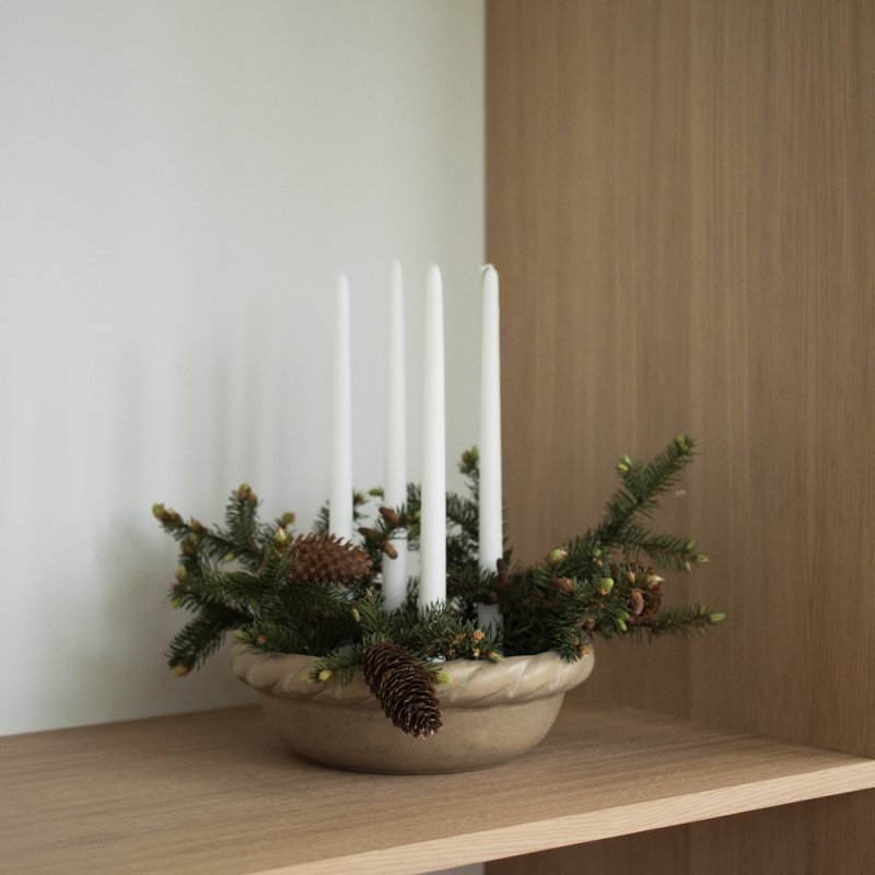 Twine Plate Candle Holder, Beige