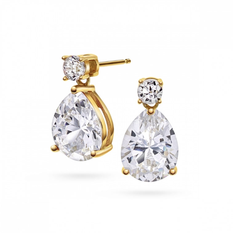 NOVIA DRÅPE ØREDOBBER I FORGYLT SØLV, HVIT ZIRKONIA