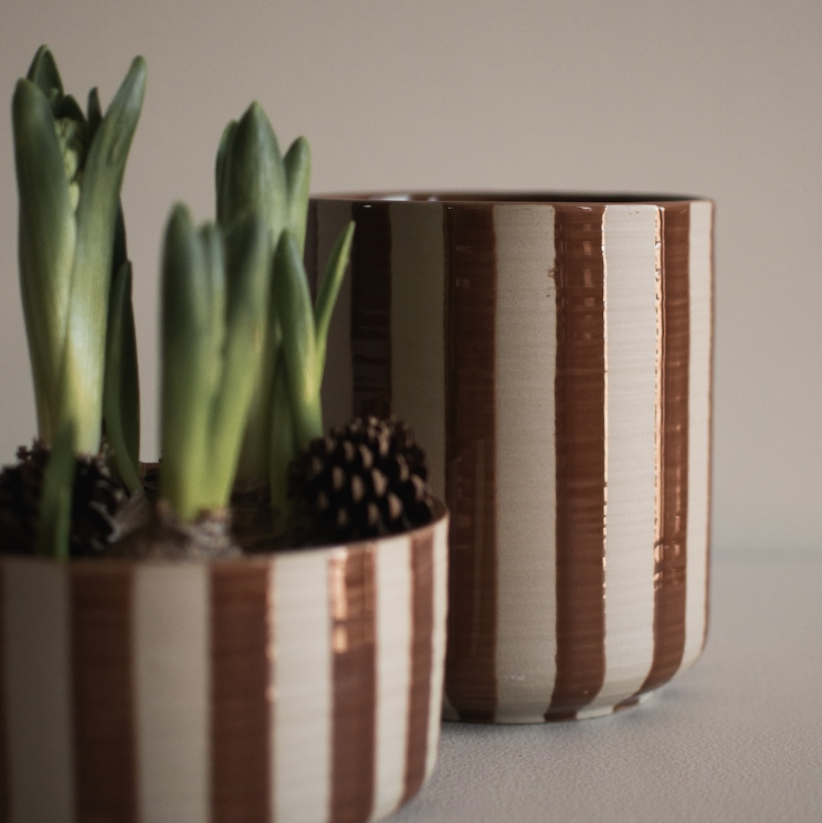 Line Potte 14x16 cm, Stripe Nougat