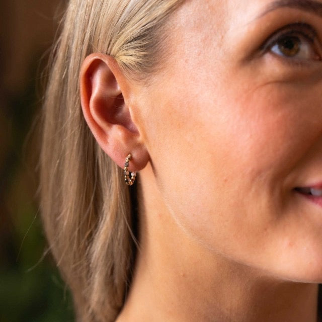 Øreringer i gult- og hvitt gull