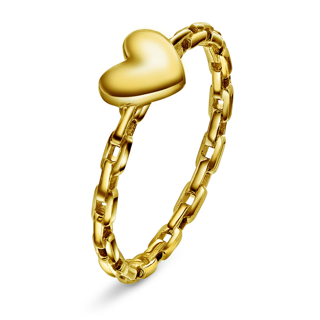 Ring i forgylt sølv med hjerte