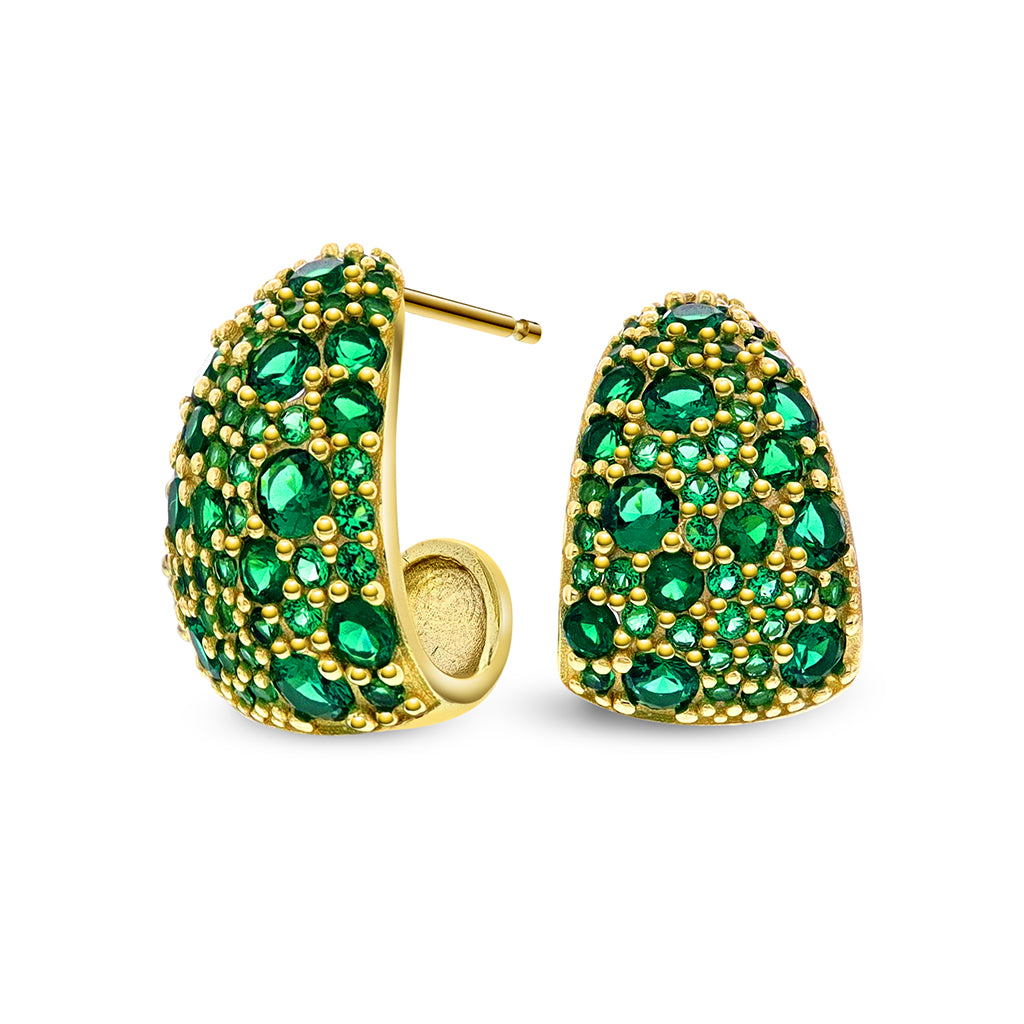 Nora Mørk Øredobber i forgylt sølv med grønn zirkonia