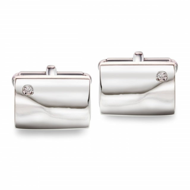Mansjettknapper i sølv med dia. 0,04ct W/SI