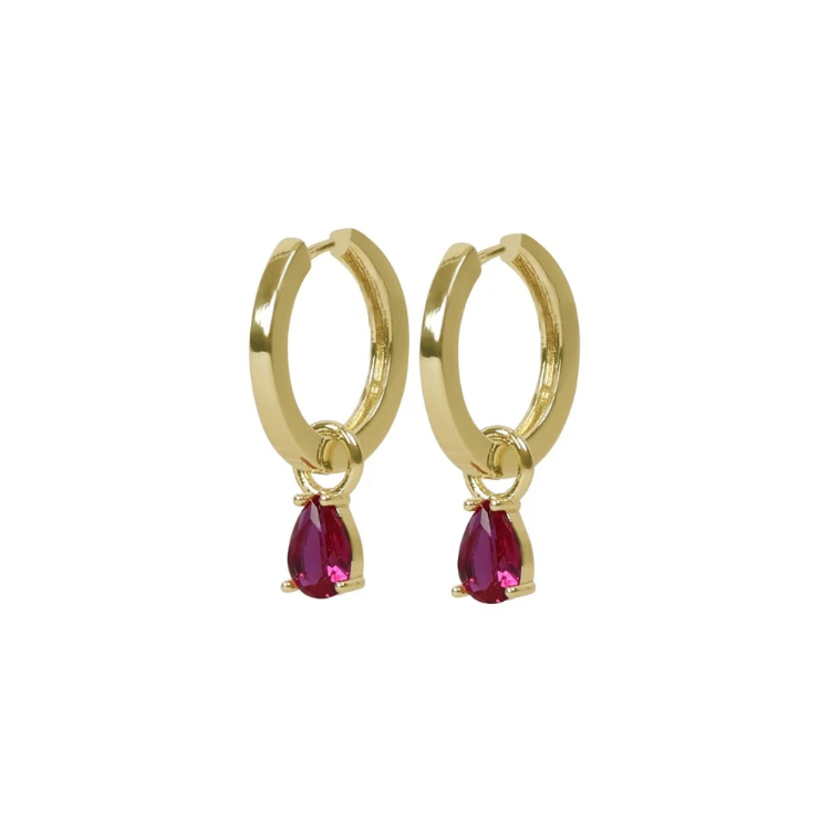 Trinity Drop Øreringer med zirkonia, Fuchsia