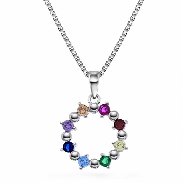 Smykke i sølv med flerfarget zirkonia