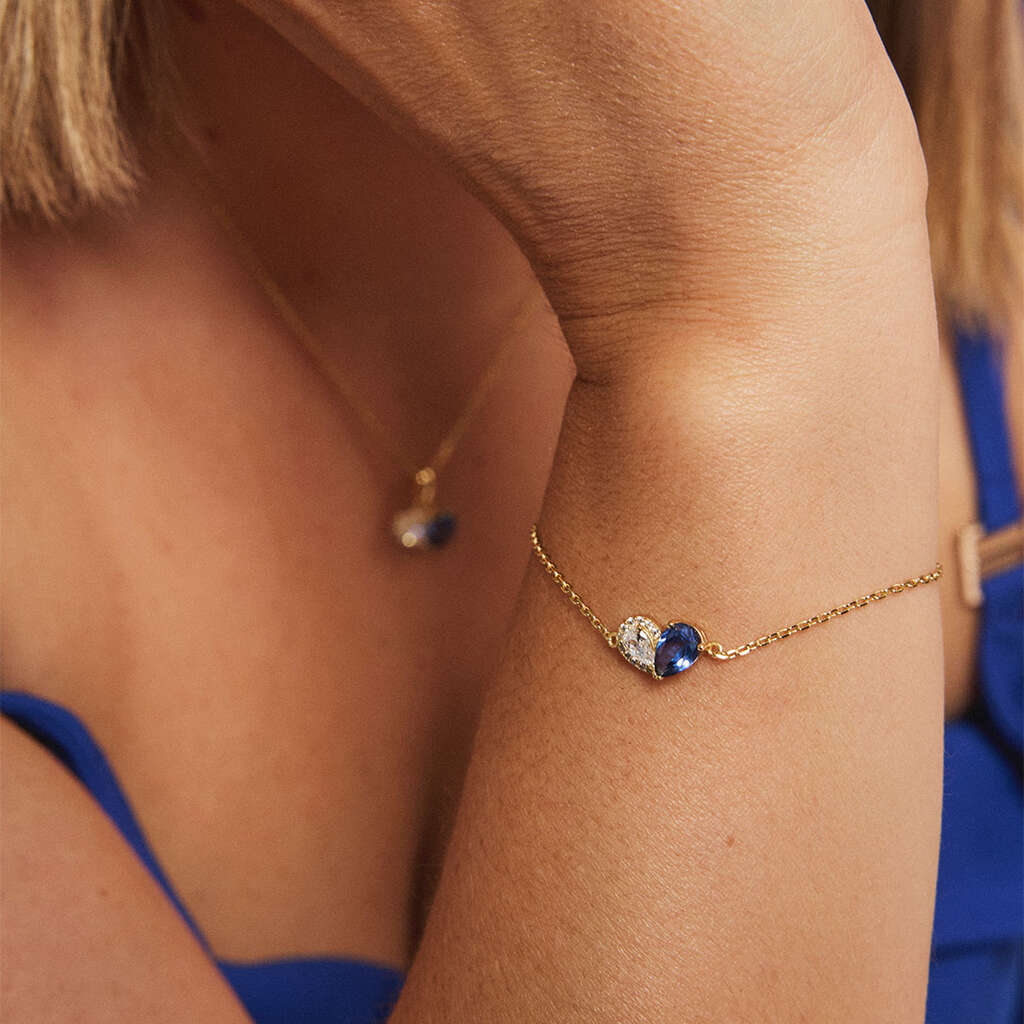 Sammen armbånd i sølv med blå/hvit zirkonia