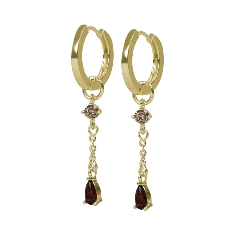 Trinity Chain Øreringer med zirkonia, Mix Champagne